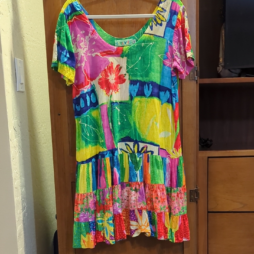 Vintage Jams World Fusion Ruffled Tiered Sundress (Size M)
